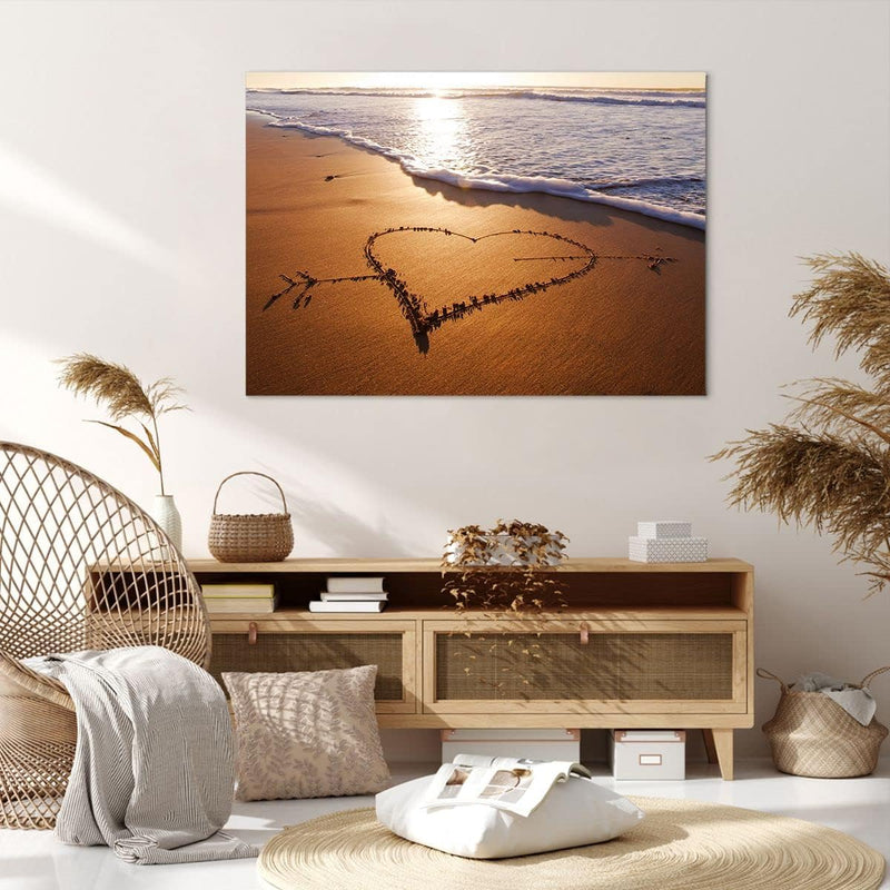 Bilder auf Leinwand 100x70cm Leinwandbild Sommer Meer Sand Strand Gross Wanddeko Bild Schlafzimmer K