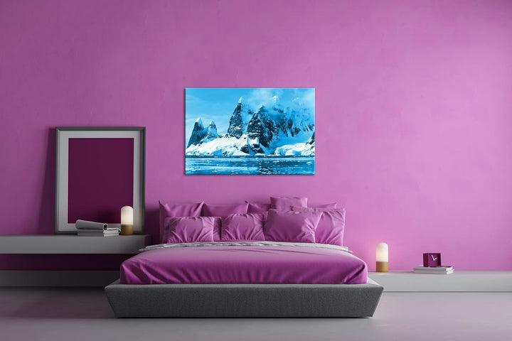 deyoli beeindruckende Berge in der Antarktika Format 80x60 Effekt: Monocrome Blau als Leinwandbild,