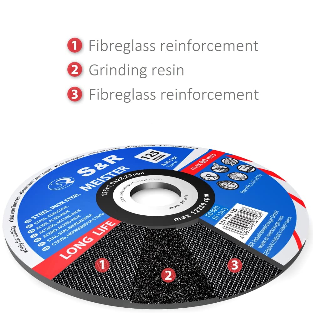 S&amp;R Trennscheibe für Metall, Stahl 230 x 2,0 x 22,23 mm A30 S-BF, Set 1 Stück, Hochleistungs-Elektro
