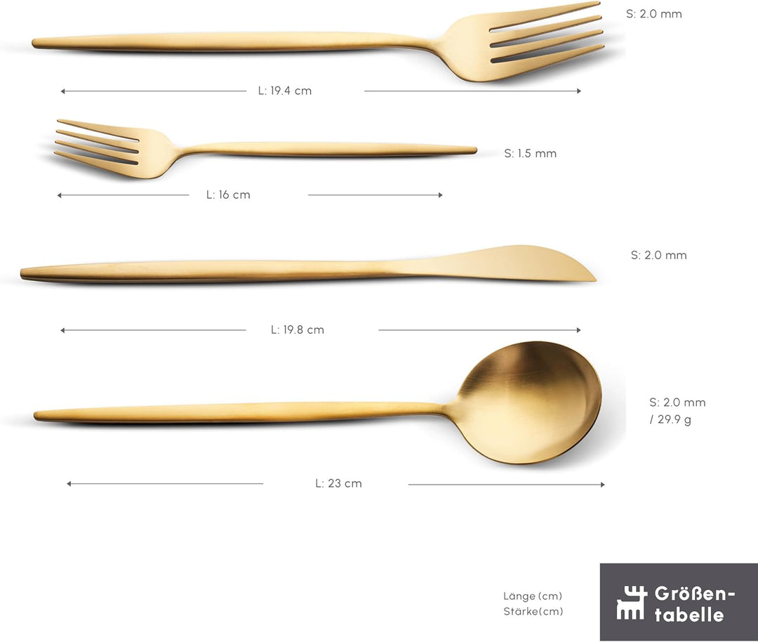 Karaca Bella 24-tlg Edelstahl Besteck Set für 6 Personen, Modern Langlebig, Rostfrei Besteckset, Spü