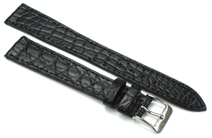 18mm XL Echt Alligator Klassik handgemacht in Deutschland Uhrenarmband in Schwarz