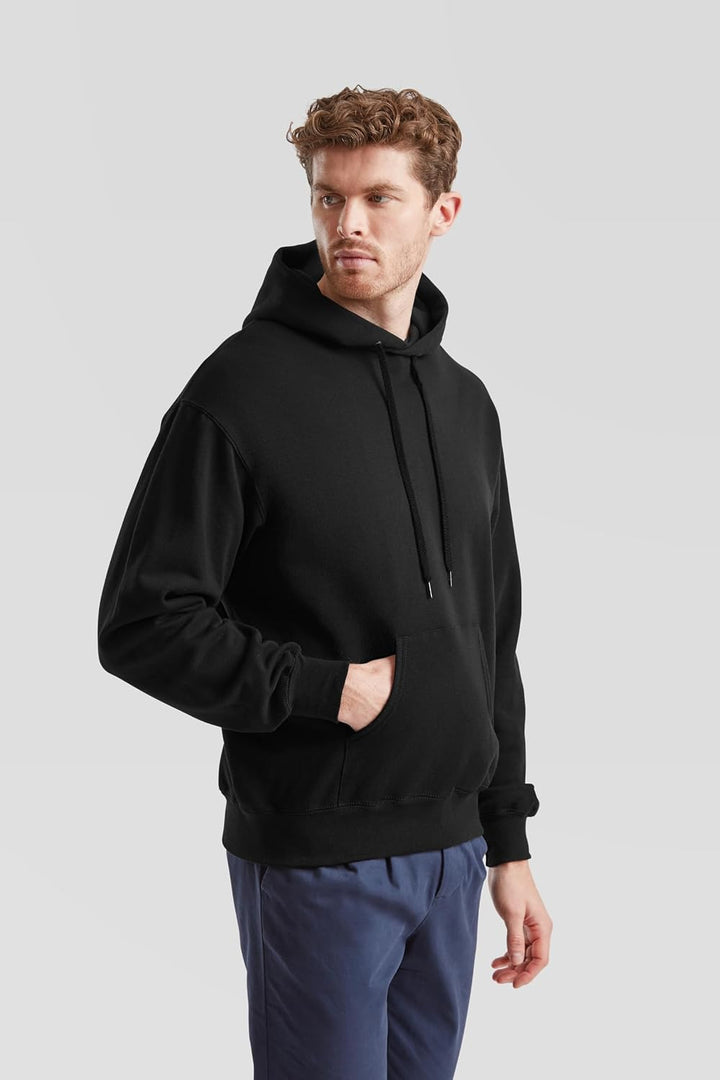 Fruit of the Loom Herren Ss106m Kapuzenpullover S Schwarz + Gratis Myshirt Stoffbeutel, S Schwarz +