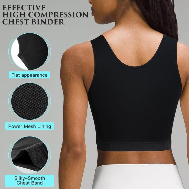 XUJI Atmungsaktive Halb Brust Binder für Transgender FTM Pullover Binder 4XL N-schwarz, 4XL N-schwar