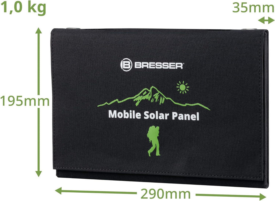 Bresser Solar Ladegerät 21W mit USB-A- und DC-Anschluss inkl. Adaptern, Solar-Panel als Ladegerät fü