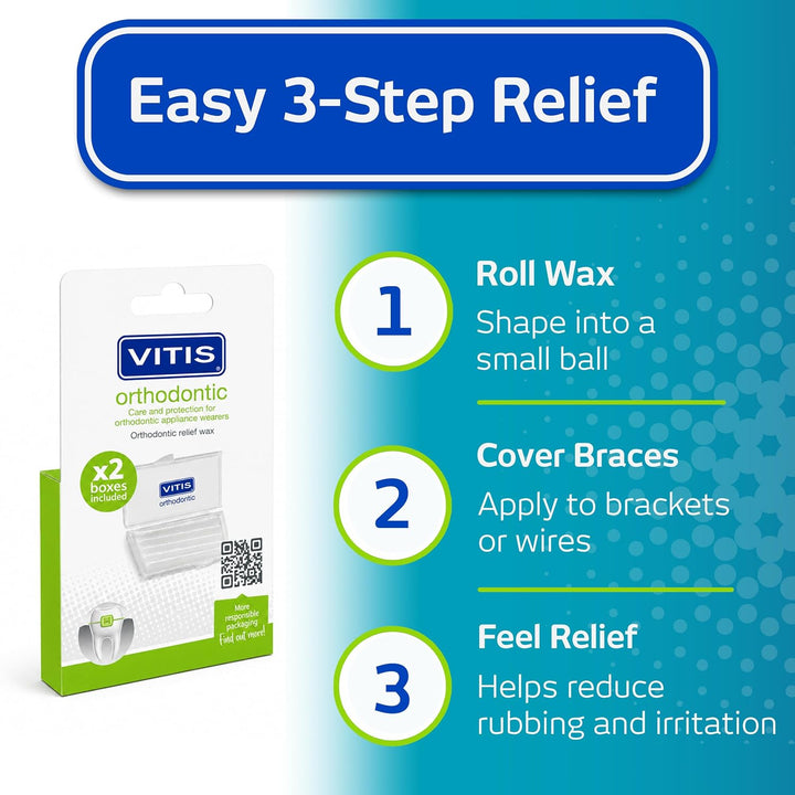 Vitis Orthodontic Relief Wax Strips (4pcs) by Vitis, 2 stück (2er Pack)