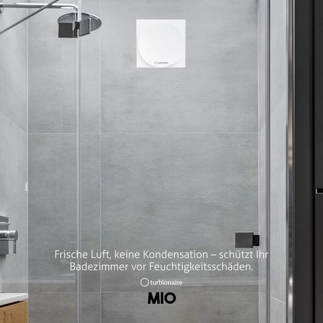 Turbionaire MIO 100 LL-TW Badlüfter, 100 mm, Timer, Rückschlagklappe, Langlebiger Kugellager-Motor,