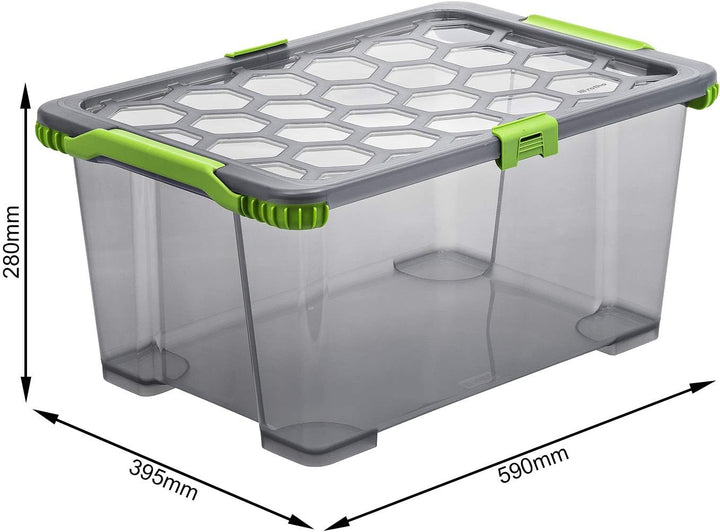 Rotho Evo Total Protection 3er-Set Aufbewahrungsbox 44l mit Deckel, lebensmittelechter Kunststoff (P