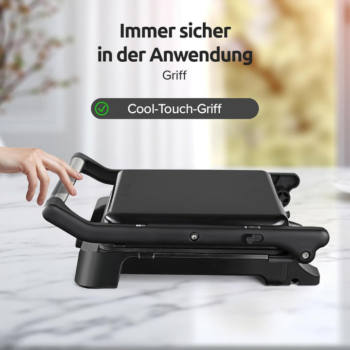 Olvy Sandwichmaker XXL, Digitaler Kontaktgrill mit Antihaftplatten, 3-in-1 Panini Maker, 180° offene