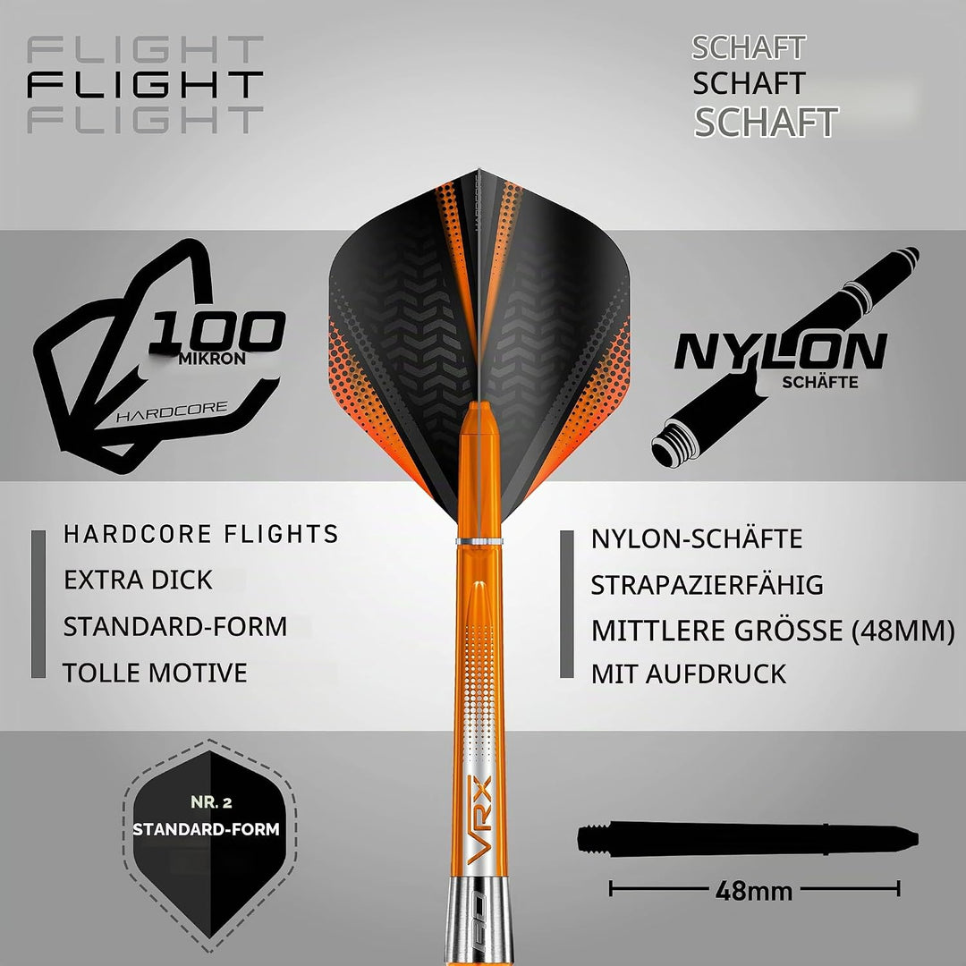 RED DRAGON Amberjack Series Steel Profi Dartpfeile Steeldarts Set mit Flights und Schäfte 28.0 Gramm