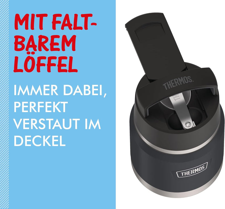 Thermos ICON Kids Thermobehälter für Essen 0,35l, dunkelgrau, graphite, Edelstahl, absolut dicht, hä