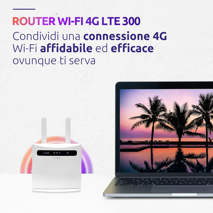 STRONG 4G Router 300V2 LTE Router LTE bis zu 150 Mbit/s WLAN bis zu 300 Mbit/s 2.4 GHz 4 x LAN 2 x S
