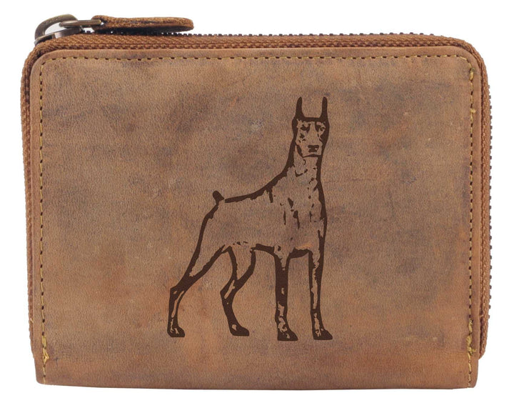Greenburry Damengeldbörse mit Hunde-Motiv Dobermann l Geschenkidee für Hundefreunde I Leder, Doberma