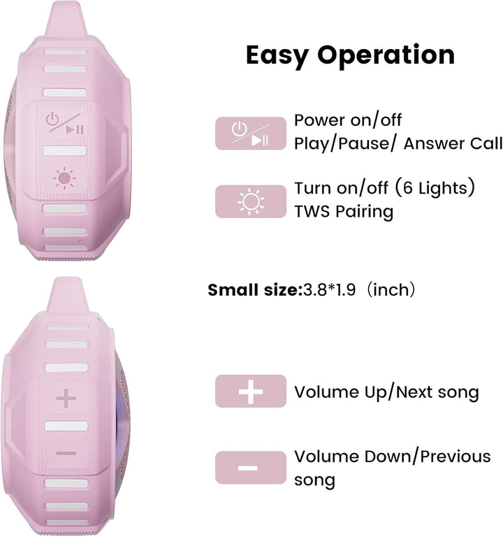 Xleader Rosa Mini Bluetooth Lautsprecher, Zertifiziert IPX7 wasserdicht Dusche Pool schwimmende Laut