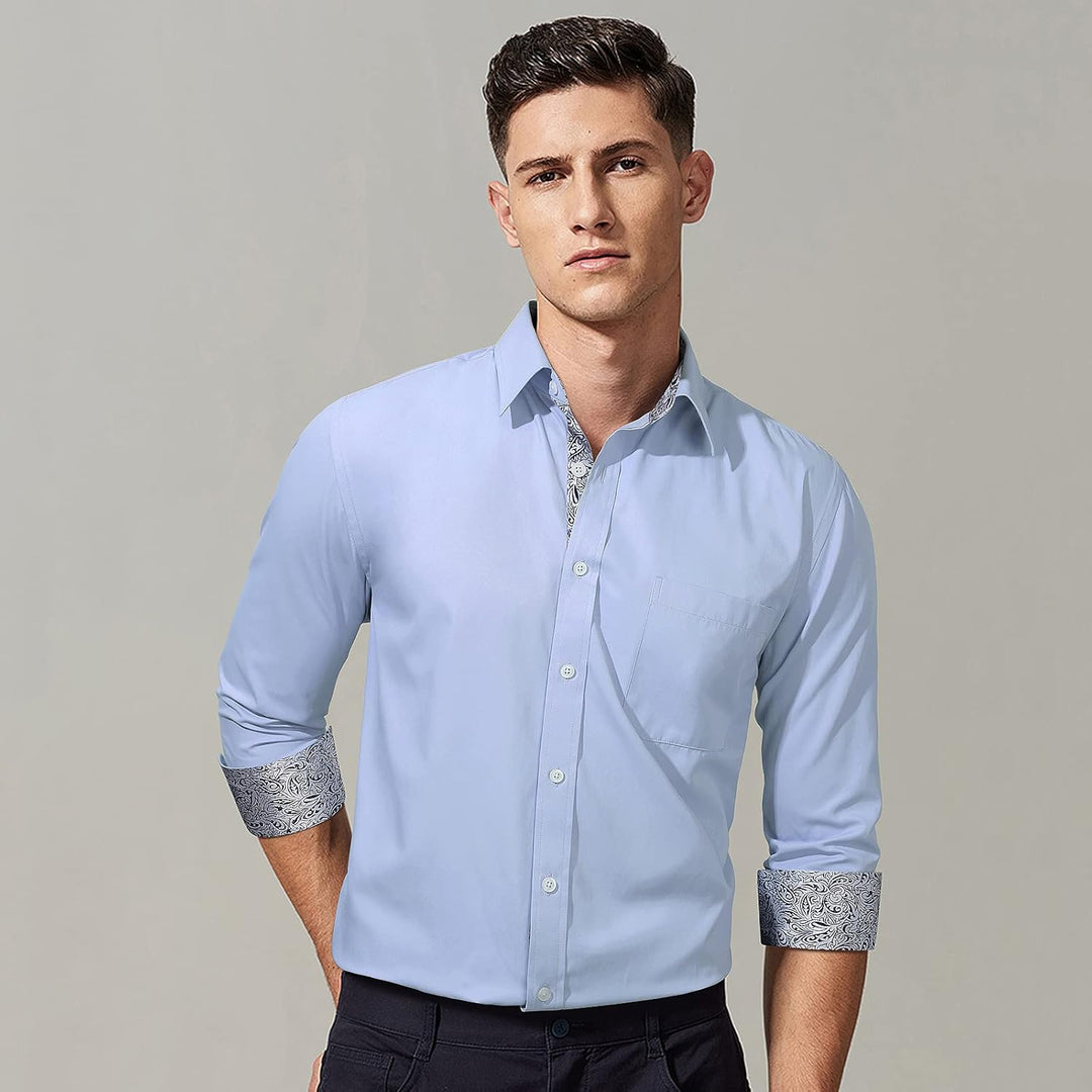 HISDERN Herren Hemd formelle Freizeithemd Businesshemden Freizeithemden Langarm Baumwolle Klassisch