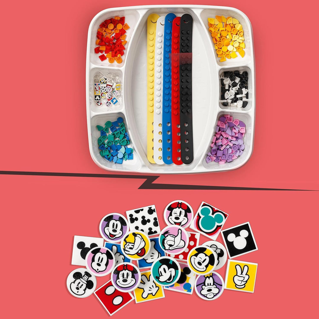 LEGO DOTS 41947 Disney Mickys Armband-Kreativset, 5-in-1 Bastelset, DIY Schmuckset für Kinder, Spiel