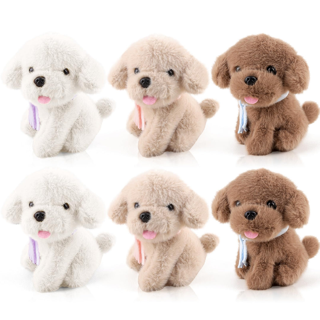 ANBOOR 6pcs 12cm Hunde-Plüschtiere, süsses Hundewelpen-Plüschtier mit Schal, Duftende Teddys, kleine