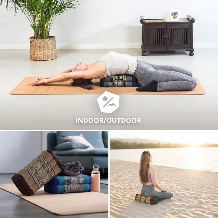 livasia Block Yogakissen eckig - 17x34x12cm - Meditationskissen mit Kapok, Stützkissen Bolster recht