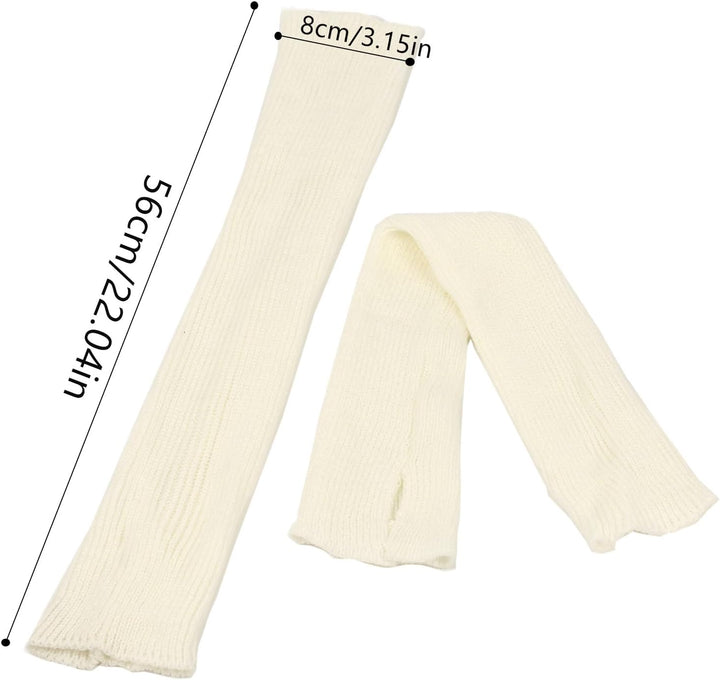 2Paar gestrickte Handschuhe Kaschmir Mischung lange Armstulpen Ellbogenstulpen fingerlose Fäustlinge
