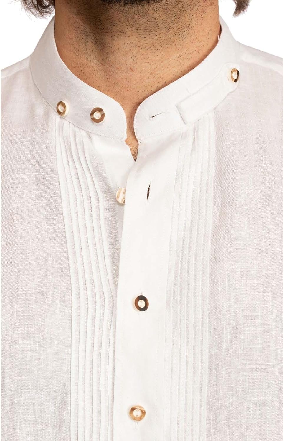 Almsach Herren Stehkragenhemd 175LI L Weiss, L Weiss