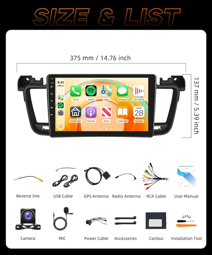 Rimoody 8 Core 6G+128G Android Autoradio für Peugeot 508 2011-2018 Wireless Carplay Android Auto GPS