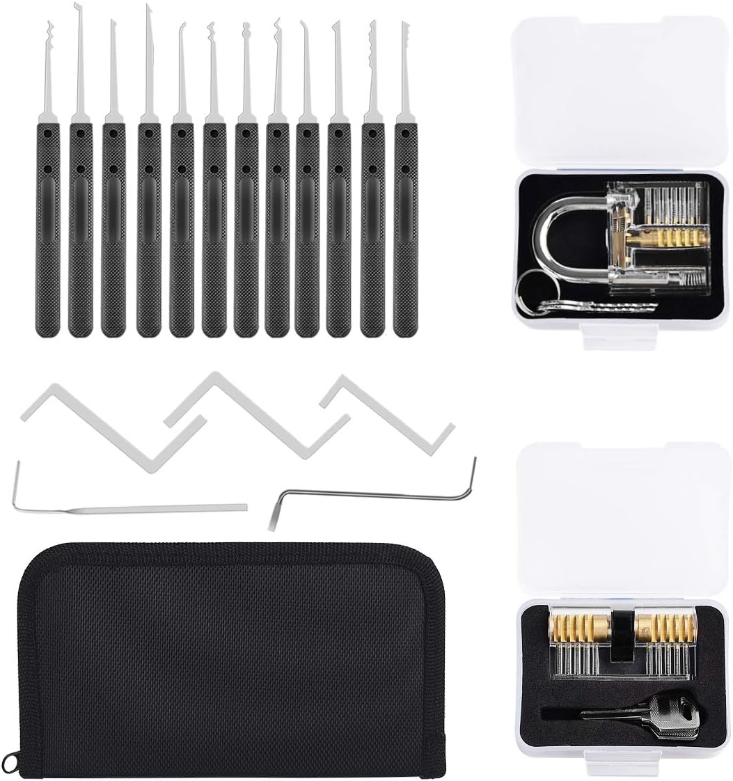 Diyife Lockpicking Set [Upgrade], 26 Stück Dietrich Set Komfort-Sicher Silikon-Hand, mit 2 Transpare