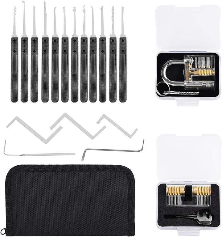 Diyife Lockpicking Set [Upgrade], 26 Stück Dietrich Set Komfort-Sicher Silikon-Hand, mit 2 Transpare