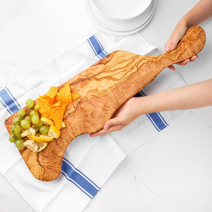 Handgefertigtes Schneidebrett aus Olivenholz, 60 cm, grosses rustikales Charcuterie-Brett | Käse- un