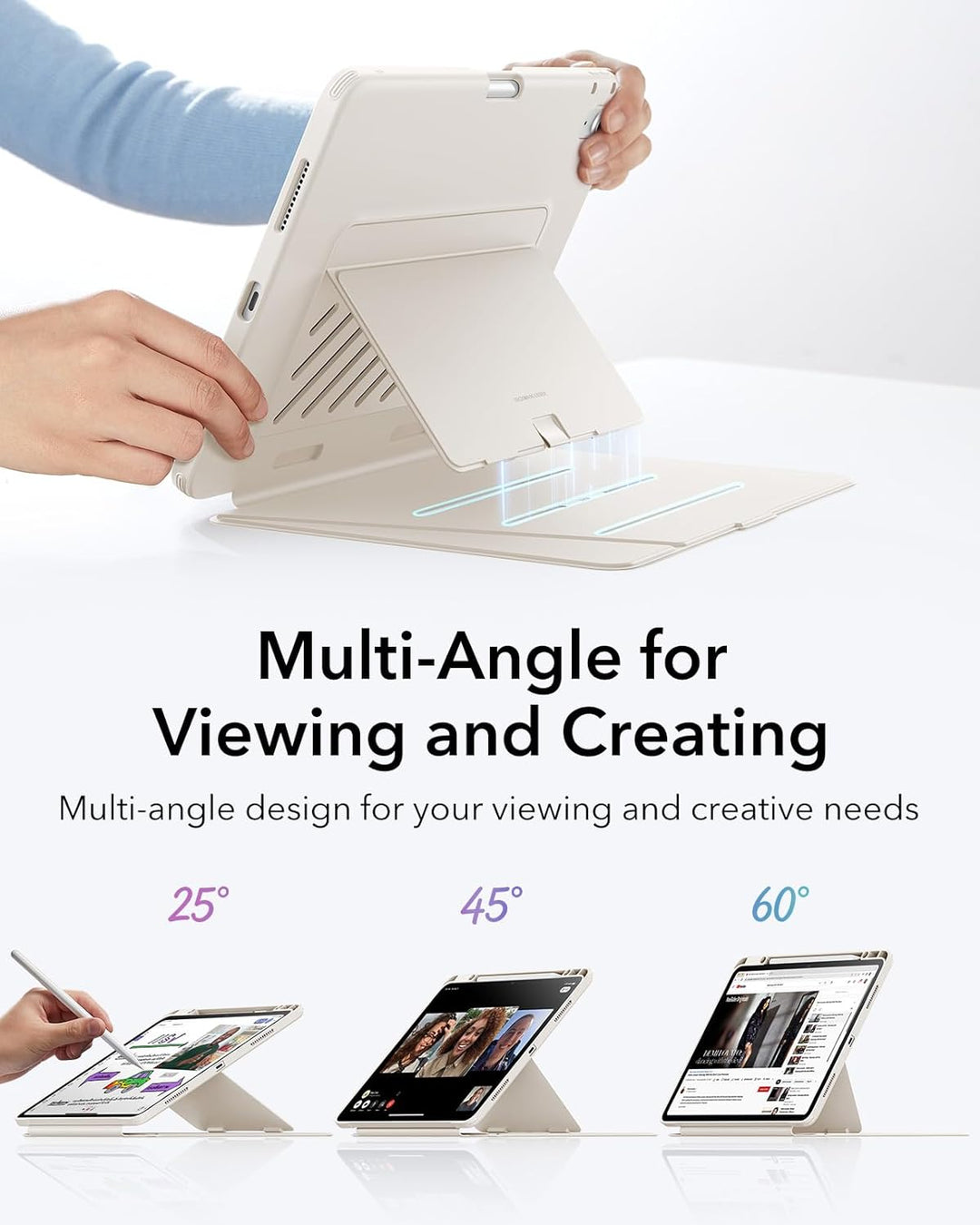 ESR Hülle für iPad Air 13 Zoll (2026/2025/2024) M4/M3/M2, Vertikale Stand, Mehrere Standwinkel, Ultr