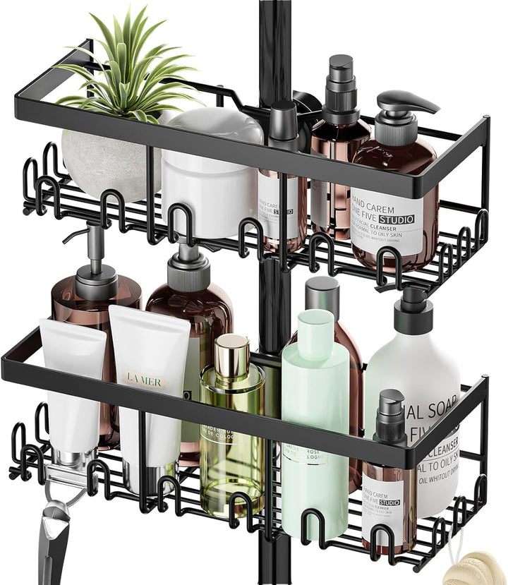HouseUp Duschablage Ohne Bohren, 2 Stück Duschstangen-aufbewahrungsregal Edelstahl für 18 mm-25 mm D