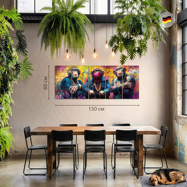 Runa Art Bild Street Art Wandbilder auf Vlies Leinwand 5 Teilig Wanddekoration Wohnzimmer Schlafzimm