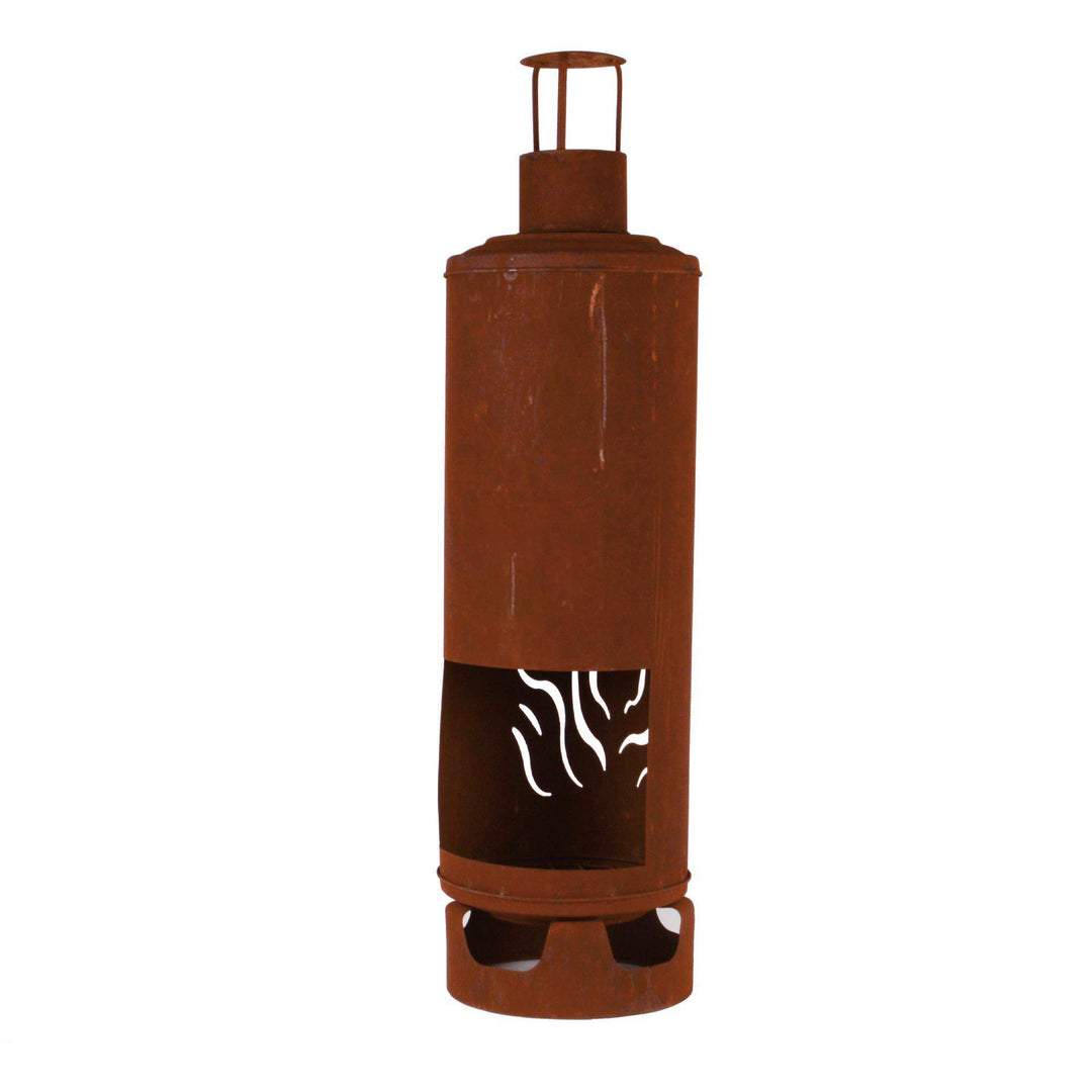 UNUS Gartenkamin Gasflasche Optik rostig Ø28 cm Durchmesser Deko für Ihren Garten Braun