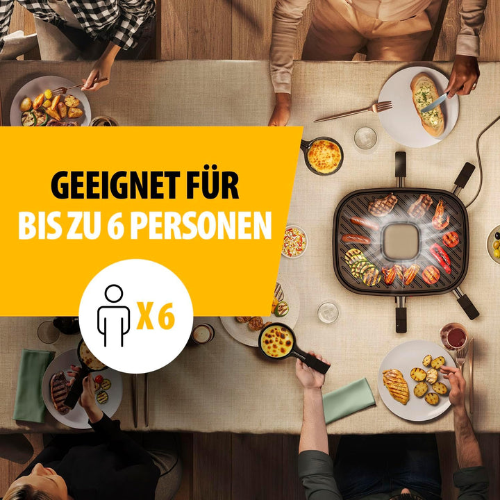 Tristar Raclette Clean Air, 1100 W, Für 6 Personen, Luftfiltersystem, Geruchsarm, Antihaft, PFAS-fre