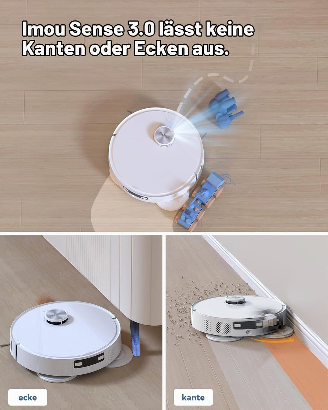Imou Saugroboter mit Wischfunktion 5 in1 8500 Pa, Kehren/Wischen/Selbstwaschend /55°C Selbsttrocknen