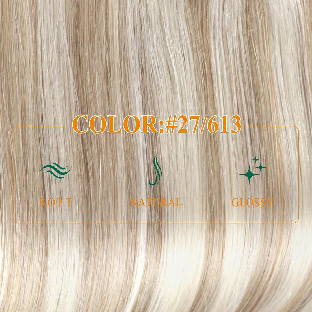 Easyouth Echthaar Extension Mit Draht Blond Fish Line Extensions Echthaar Honigblond Highlight Gelbb