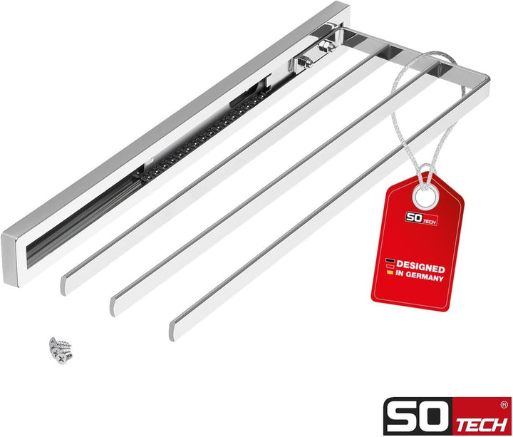 2 Stück SO-TECH® Handtuchauszug Elegance Chrom 3-armig 415 mm eingeschoben, 715 mm ausgezogen Handtu