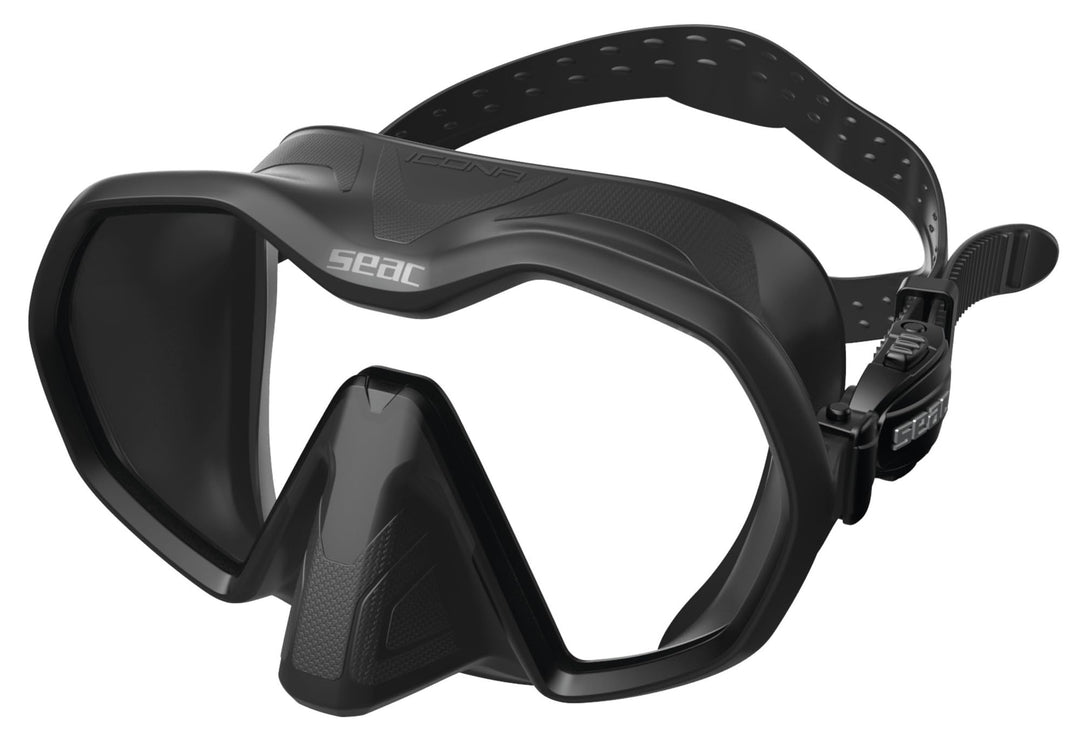 Seac Icona, rahmenlose Einglas-Tauchmaske, 100% Made in Italy Schwarz, Schwarz