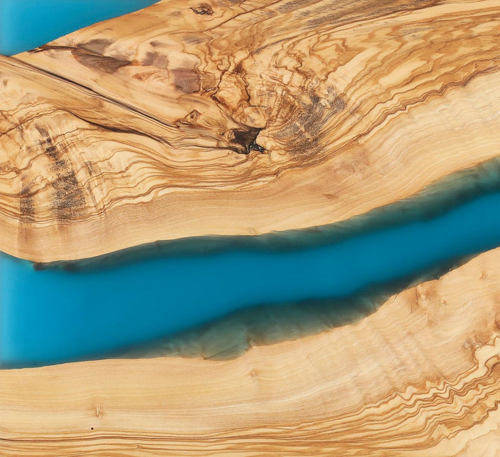 Zassenhaus Servierbrett blau aus Olivenholz & Harz, 45 x 22 x 1,5 cm, handgefertigtes Premium-Brett