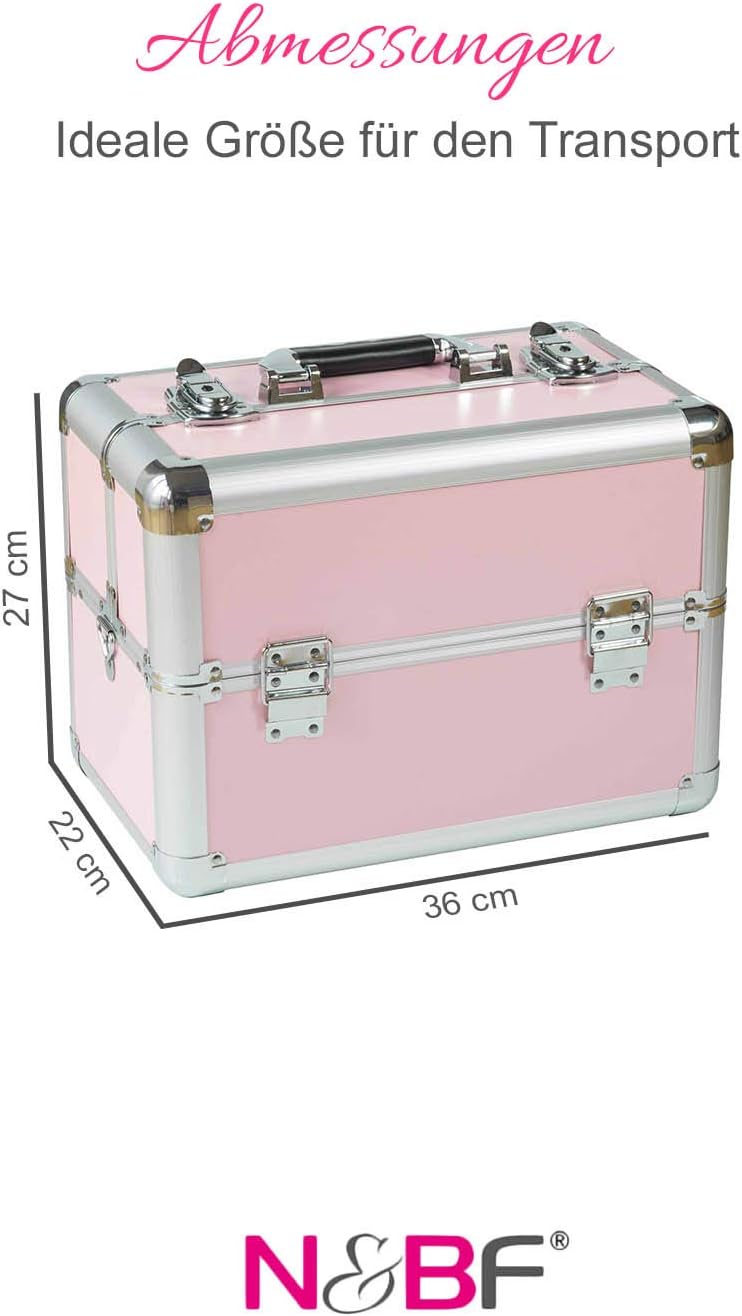 N&BF Kosmetikkoffer Rosa Klein | Schminkkoffer Abschliessbar Leer, Rosa