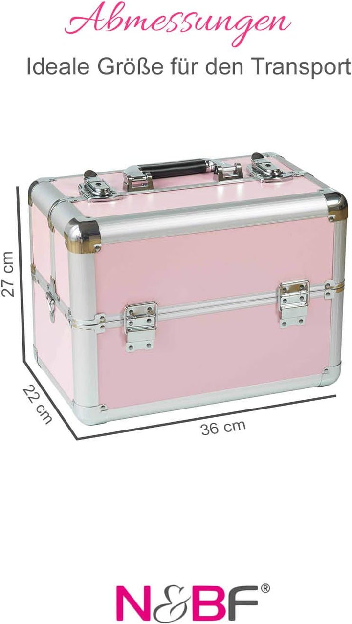 N&BF Kosmetikkoffer Rosa Klein | Schminkkoffer Abschliessbar Leer, Rosa