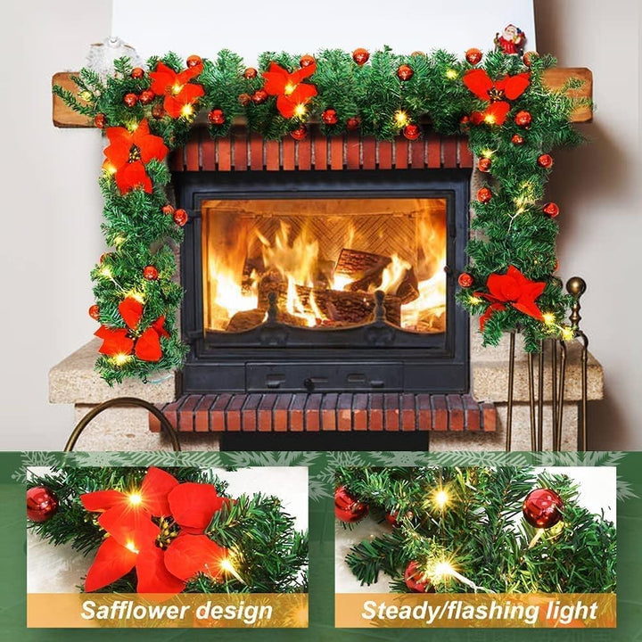 SHAVINGFUN Weihnachtsgirlande,Weihnachtsgirlande mit Beleuchtung,2.7M/9Ft weihnachtsgirlande batteri
