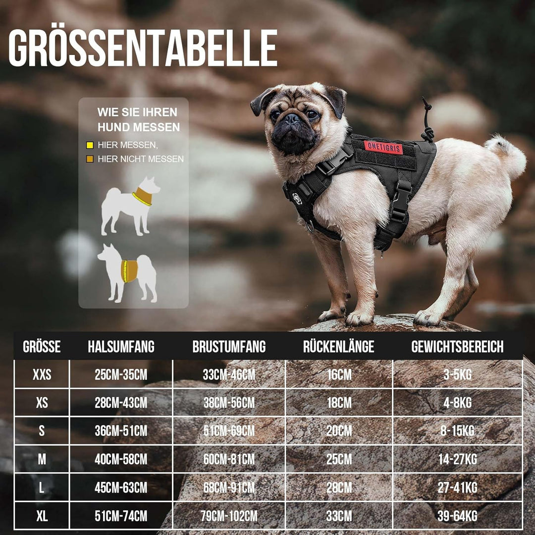 OneTigris Taktische Hundeweste Service Hundegeschirr MOLLE Hundeausbildung Geschirr 1000D Nylon (XL,