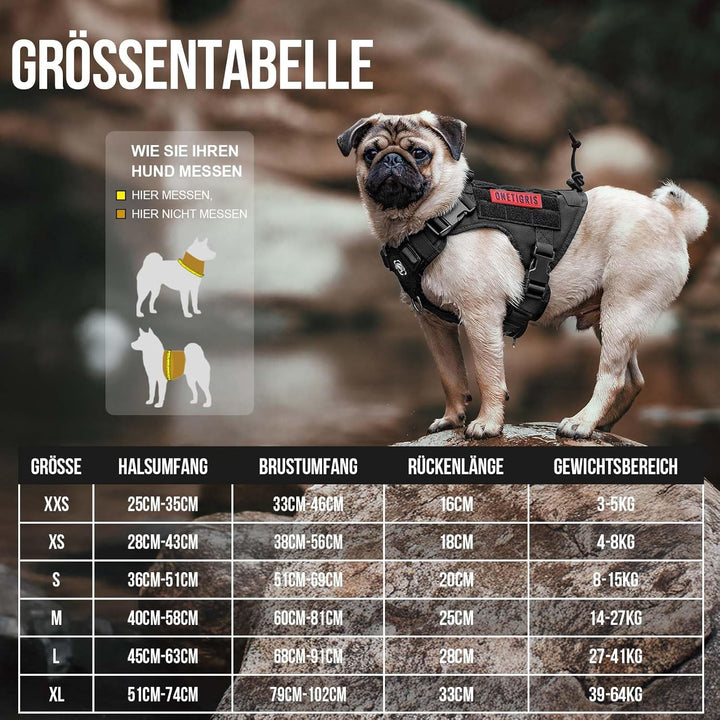OneTigris Fire Watcher Taktisches Geschirr für Hunde - Molle - mit 1 Griff und 2 D-Ringen ohne D-Ver