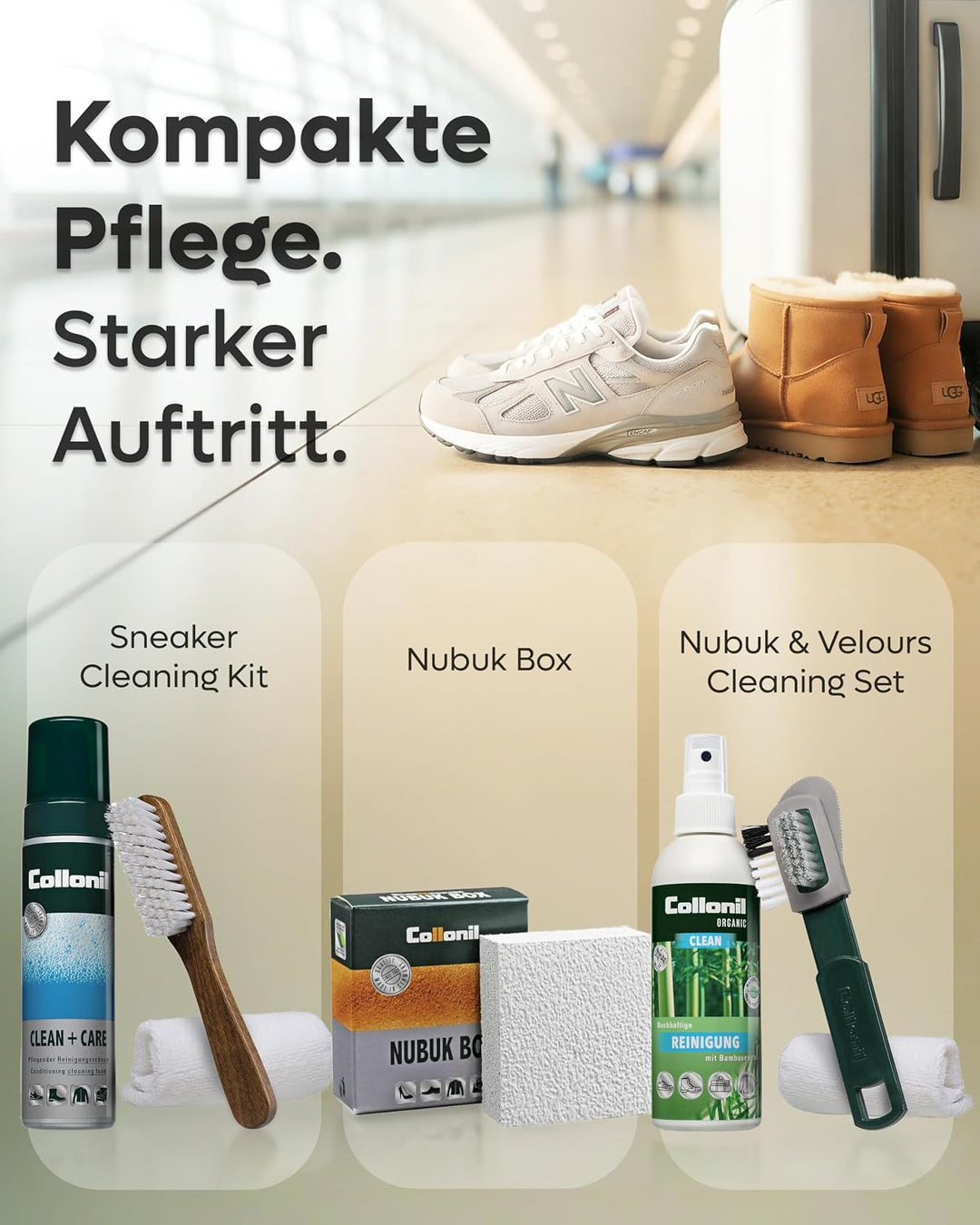 Collonil Wildleder Imprägnier Set mit Bürste für Nubuk, Velour, Rauleder