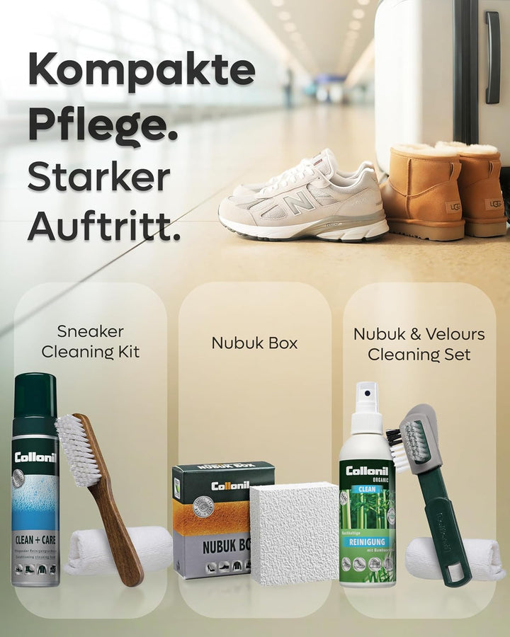 Collonil Wildleder Imprägnier Set mit Bürste für Nubuk, Velour, Rauleder