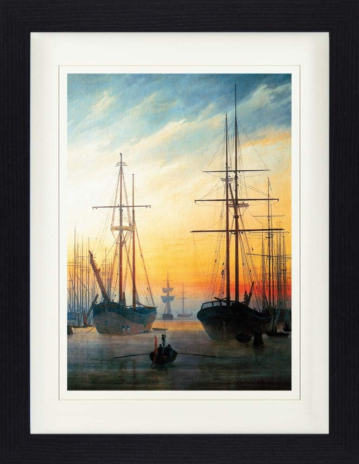 1art1 Caspar David Friedrich Poster Ansicht Eines Hafens, 1815-16 Gerahmtes Bild Mit Edlem Passepart