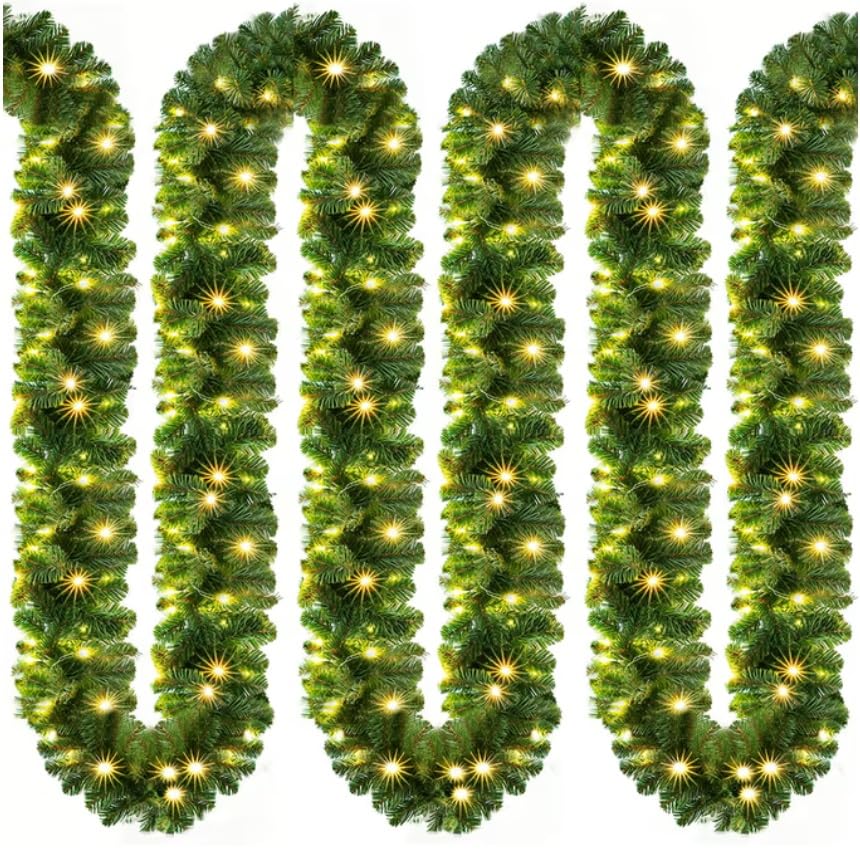 Casaria® Weihnachtsgirlande mit Beleuchtung 2x 10m 200 LED Beleuchtet Innen Aussen Grün Weihnachtsde