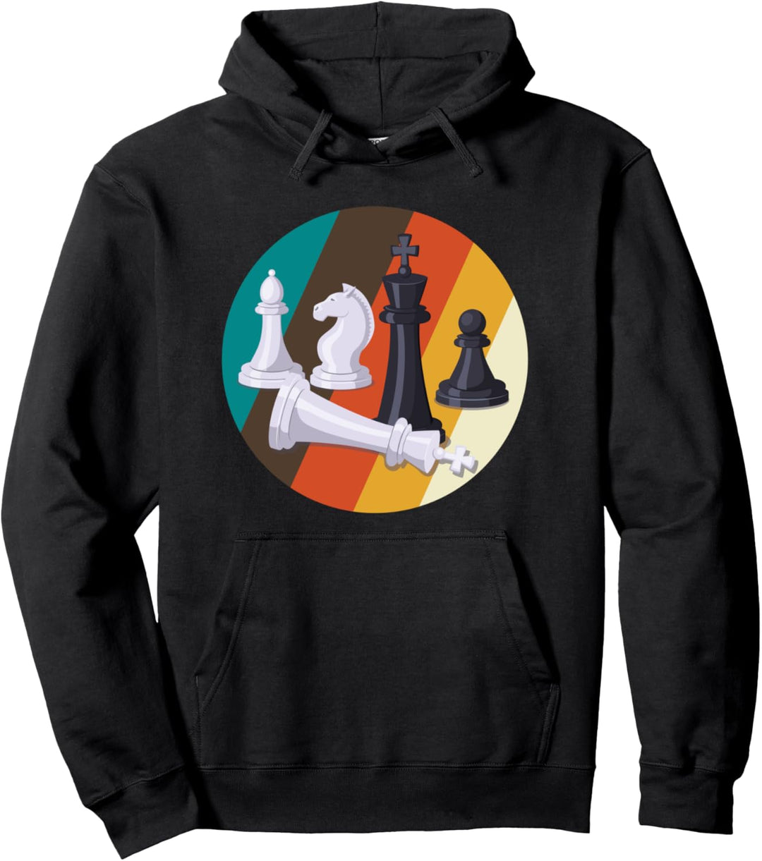 Retro Schach Vintage Schachmatt Schachfigur Taktisches Spiel Pullover Hoodie