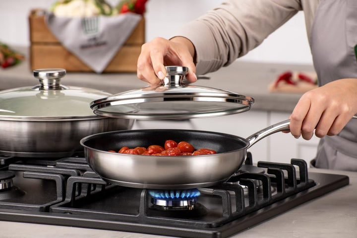 FACKELMANN Chefkoch Premium Pfannenglasdeckel ø24cm - Edelstahl Knauf, Spülmaschinenfest, Ideal für