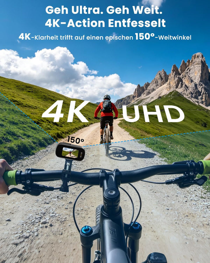 Bodycam, Mini Action Cam 4K mit Display, Wasserdicht WiFi Bodycam Körperkamera Mini mit 64GB Karte,