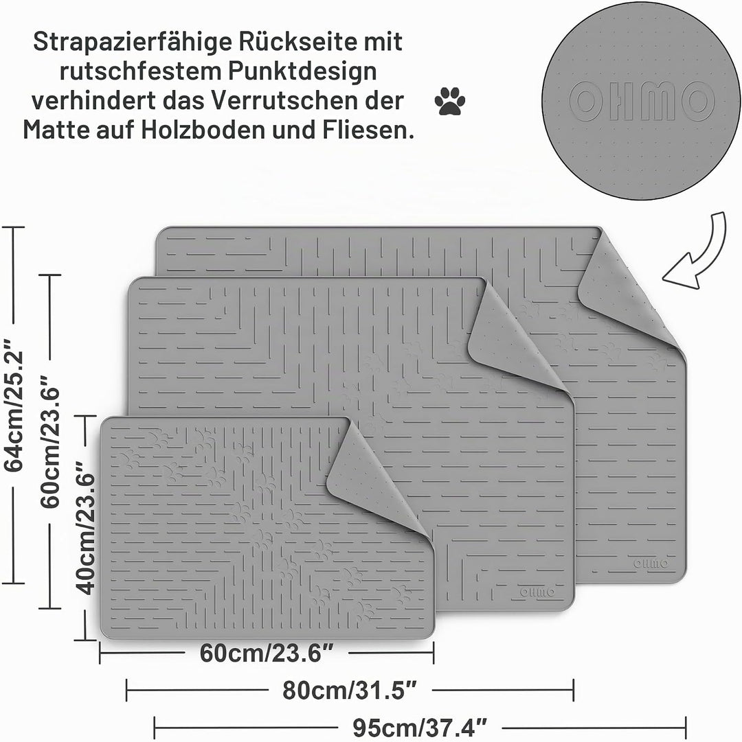 OHMO Katzenklo Matte aus Premium-Silikon 60 x 40 cm, wasserdicht und BPA-frei Katzentoilettenmatte,